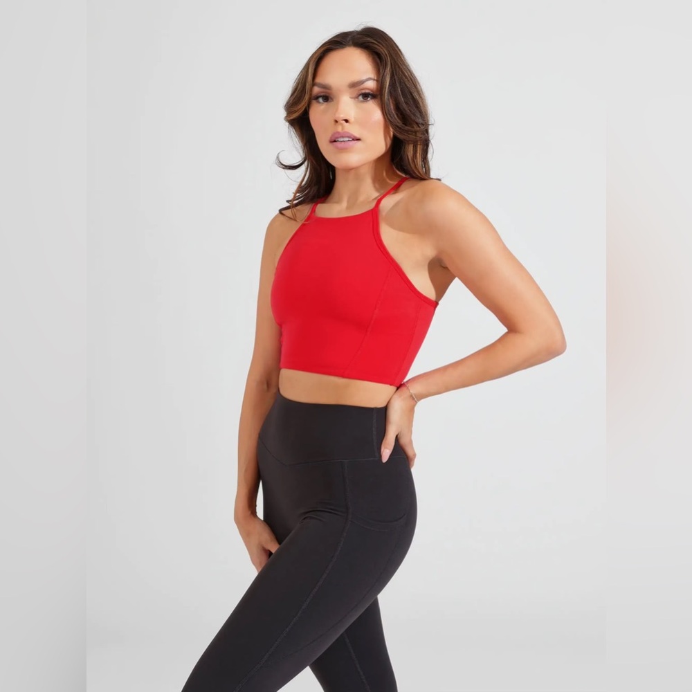 BuffBunny S Fiery Red Strappy Back Cropped Tank